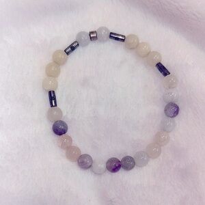 Multi-Color Crystal Stone Bead Bracelet amethyst selenite rose quartz